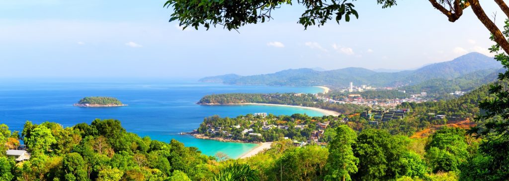 Panorama of travel summer holiday background concept.