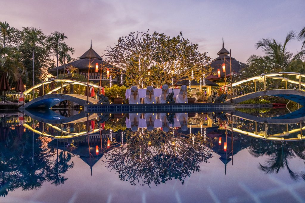 Private Dinner on the Pool Island, exclusive at Mangosteen Restaurant & Wine Cellar. AUTHENTIC HOME-STYLE THAI CUISINE & MEDITERRANEAN DELIGHTS WITH ASIAN HERBS AND SPICES ORGANIC, FRESH AND HEALTHY!